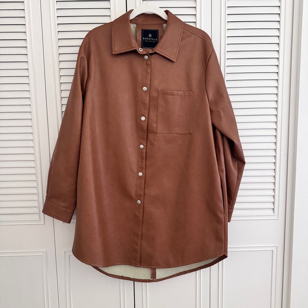 Bagatelle Collection | Faux Leather Oversized Shacket Size Large